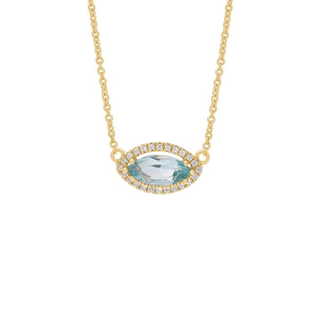 Victoria Townsend Gold over Sterling Silver Blue Topaz & Lab White Sapphire Evil Eye Necklace