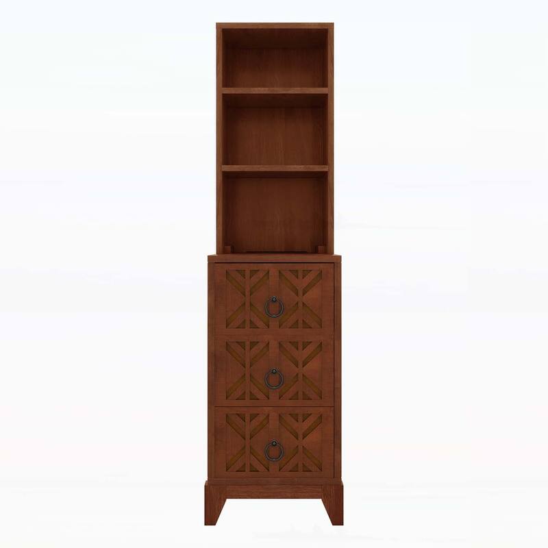 End Table with 3 Drawers,2 Shelves,and Charging Station for Modern Bedrooms and Corners