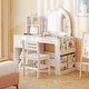 preview thumbnail 4 of 16, Gymax Kids Vanity Desk w/ Lights Open Bookshelf Storage Drawer
