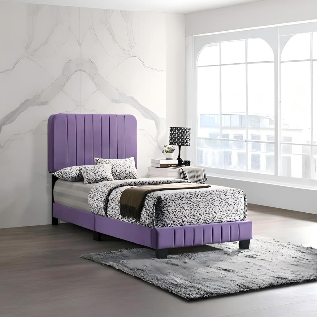 Vibrant Purple Contemporary Twin Bed with Sturdy Frame and Modern Design