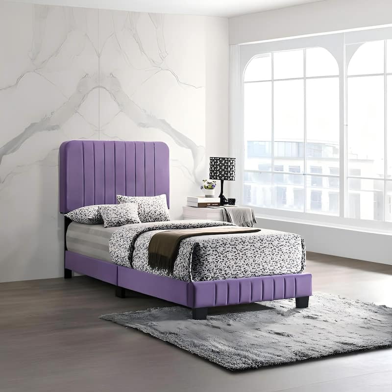 Vibrant Purple Contemporary Twin Bed with Sturdy Frame and Modern Design - Purple