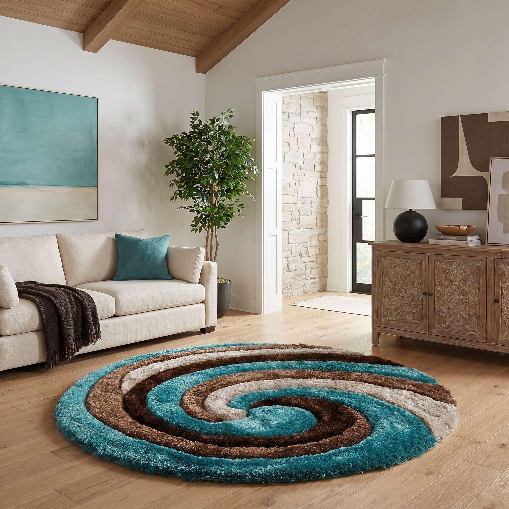 Mateos Shag Collection Swirl Area Rug - On Sale - Overstock - 30342623