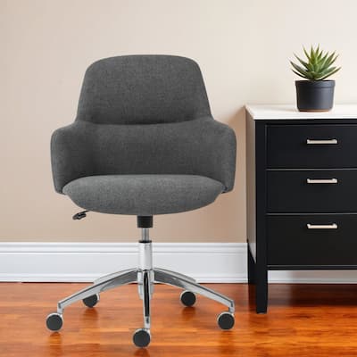 Dark Gray and Silver Aluminum and Fabric Adjustable Swivel Rolling Conference Office Chair - 25.79' X '39.97' X '25.2