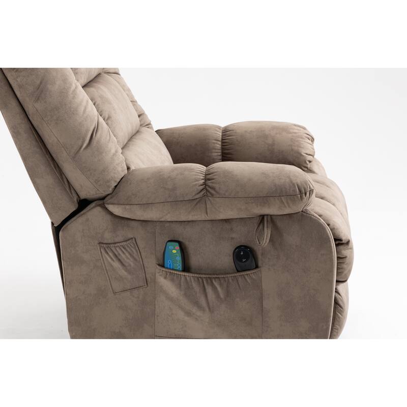 Power Lift Recliner Chair with Massage & Heat, Velvet Upholstered Electric Recliner, Lounge Sofa Chair with Side Pockets