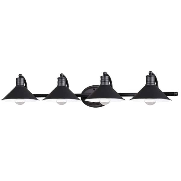 slide 2 of 31, Akron 4-Light 38 in. W Bathroom Vanity Lighting Fixture, Metal Shade, Dimmable LED Compatible, Over the Mirror Mount Wall Sconce