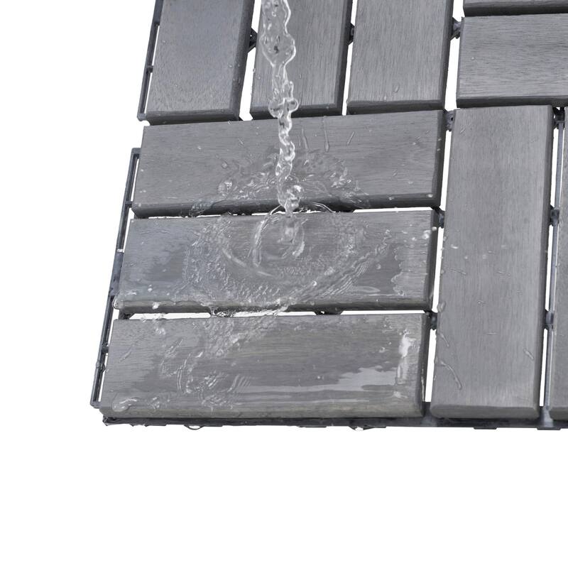 Gray 30 PCS Interlocking Deck Tiles Checker Pattern