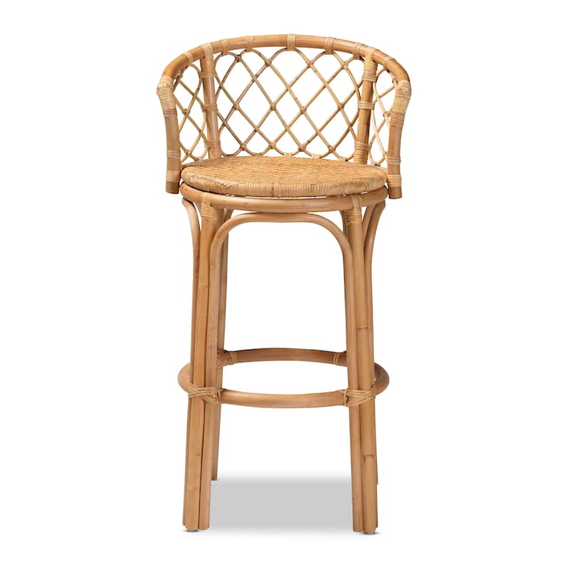 Orchard Modern Bohemian Natural Brown Rattan Bar Stool