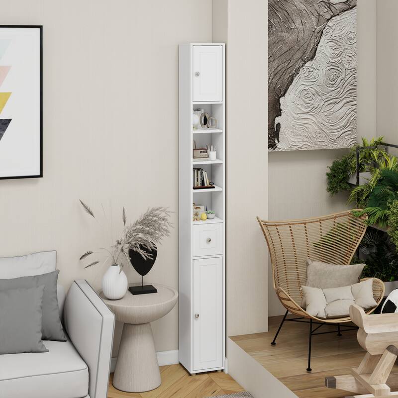 Elegant Storage Cabinet with 2 Doors and 4 Adjustable Shelves Vanity Cabinet Clothes Cabinet Dressing Cabinet for Bathroom