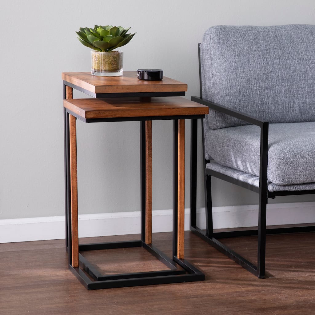 SEI Furniture Savanti Modern Farmhouse Brown Metal C-Table (Set of 2)