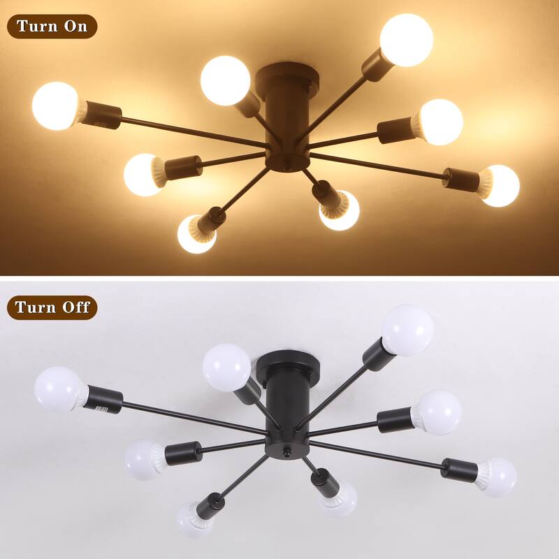 8-Light Modern Semi Flush Mount Lights for Kitchen Study Living Room