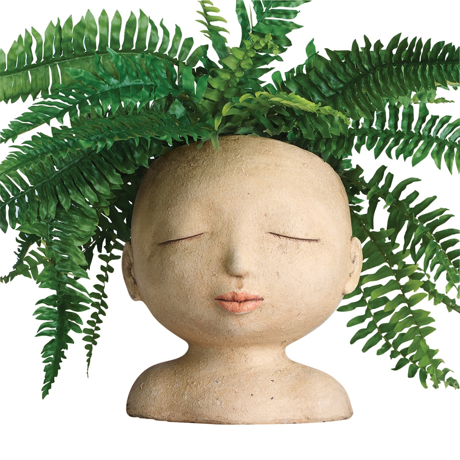 Art & Artifact Head of a Lady Indoor/Outdoor Planter - Handpainted Zen Buddha Face of Resin - Plants Look Like Hair, 9 Art & Artifact Head of a Lady Indoor/Outdoor Planter - Handpainted Zen Buddha Face of Resin - Plants Look Like Hair, 9