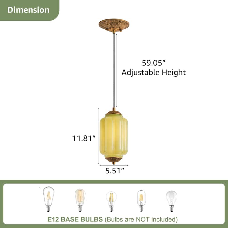 Starsky 1-Light Retro Pumpkin Shaped Slim Cylindrical Glass Pendant