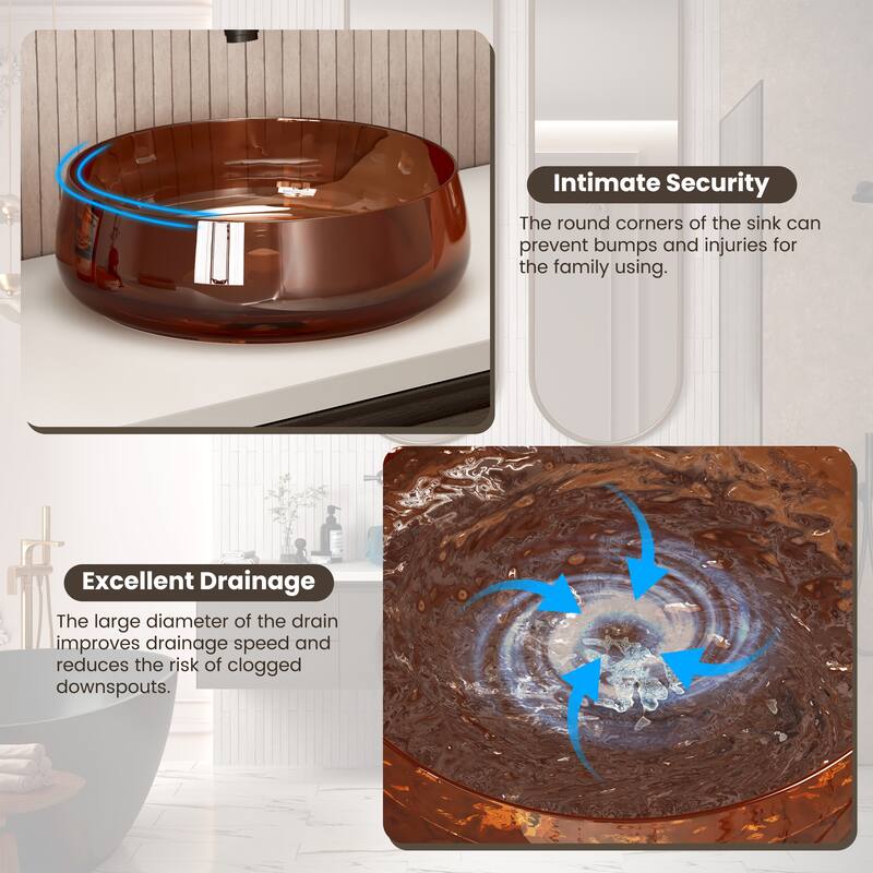 Transparent Resin Vessel Bathroom Sink Included Pop-up Drain and Drain Hose, Modern Above Counter Wash Basin with Center Drain