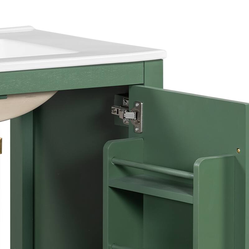 Bathroom Vanity with Single Sink, Bathroom Storage Cabinet with 2 Doors and 1 Drawer, Bathroom Vanities with Solid Wood Frame