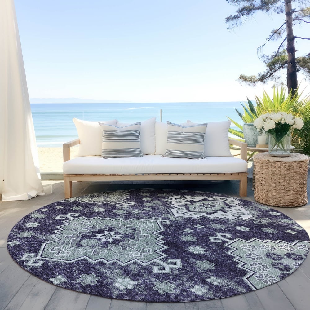 Machine Washable Indoor/ Outdoor Chantille Boho Tribal Rug