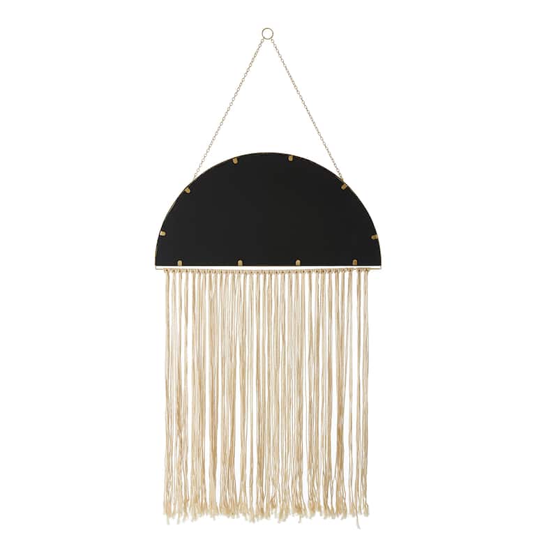 Glitzhome Regency Modern/Boho Metal Semi-moon Specialty Wall Mirror With Tassels Drawing Room Bedroom Decor