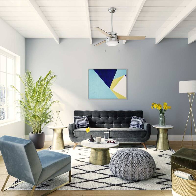 Hunter 52" Aker Ceiling Fan with LED Light and Pull Chain - Scandinavian, Contemporary, Transitional, Modern Farmhouse