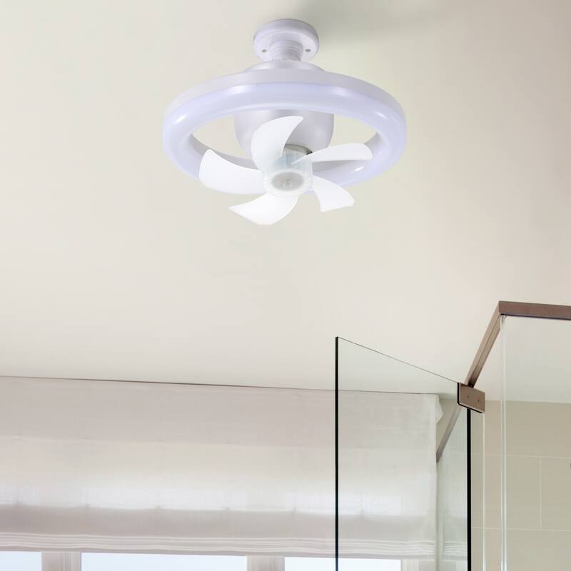 Enclosed Ceiling Fan Light with 3 Color Light Adjustment and 5 Blades, 3 Speed Fan Control for Bedroom and Lounge Area