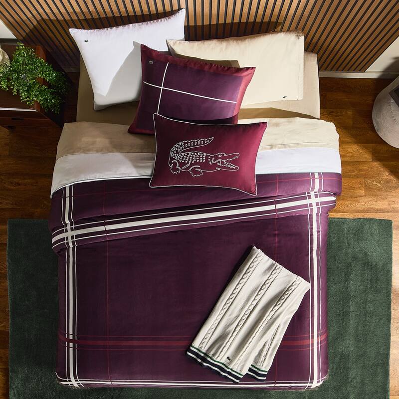 Lacoste Playful Checks 300TC 100% Cotton Sateen 3-Piece Comforter Set