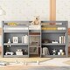 preview thumbnail 10 of 16, Kids Low Loft Bed Wood Twin Size Loft Bed Frame with Two-Tier Shelves, LED Light, Ladder and Guardrails - Unisex Grey - Twin