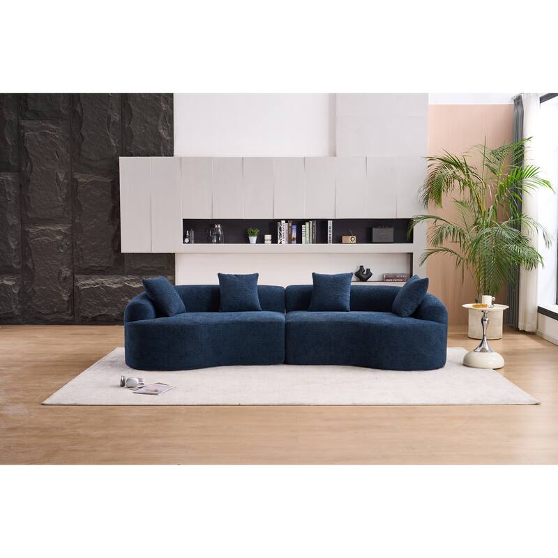 110" Foam Classic 4-Seater Sofa with 4 Pillows for Apartment