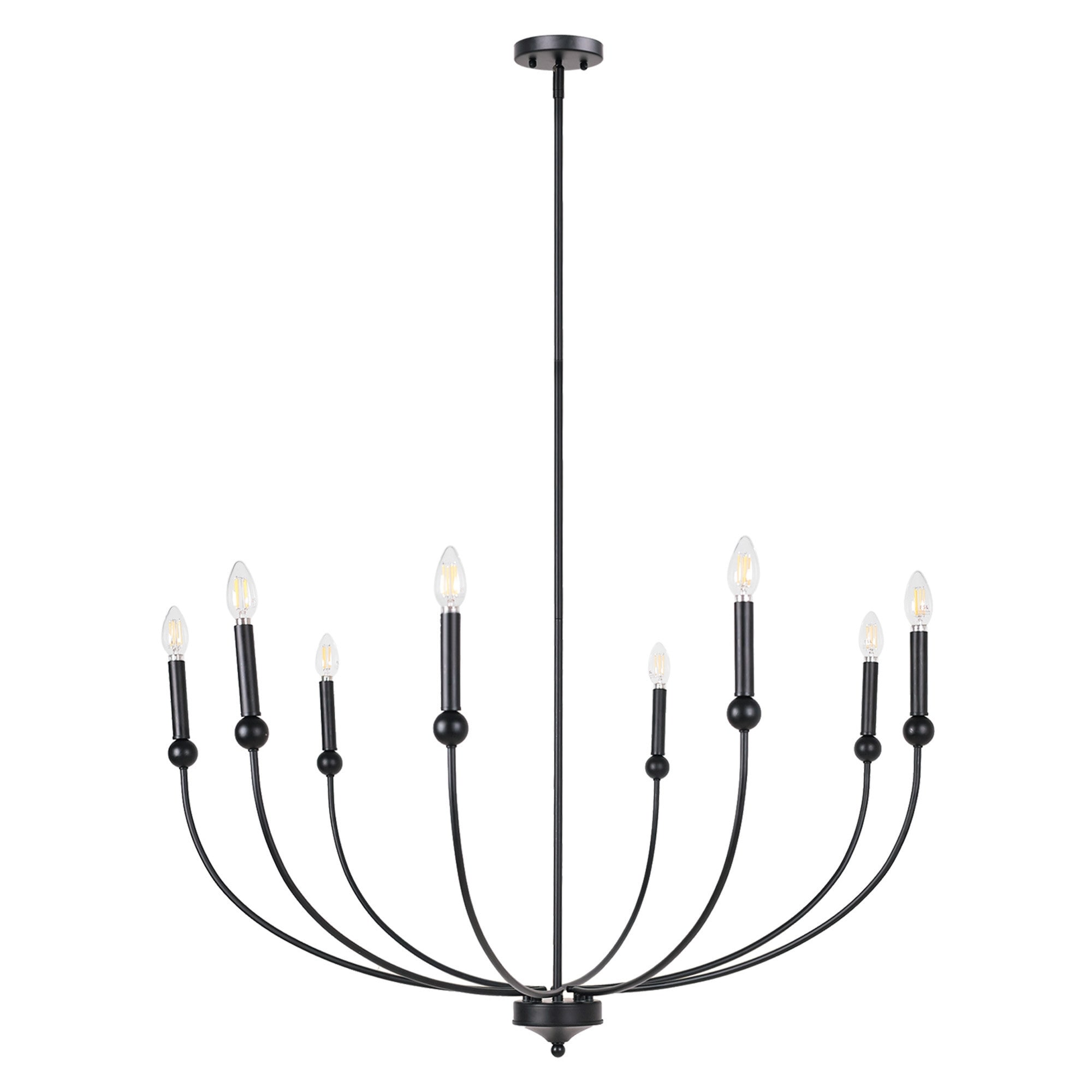 LALUZ Modern Farmhouse 12-Light Black Wheel Chandelier Classic