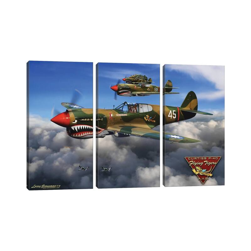 iCanvas "P-40 Flying Tiger.jpeg" by Larry Grossman 3-Piece Canvas Wall Art Set