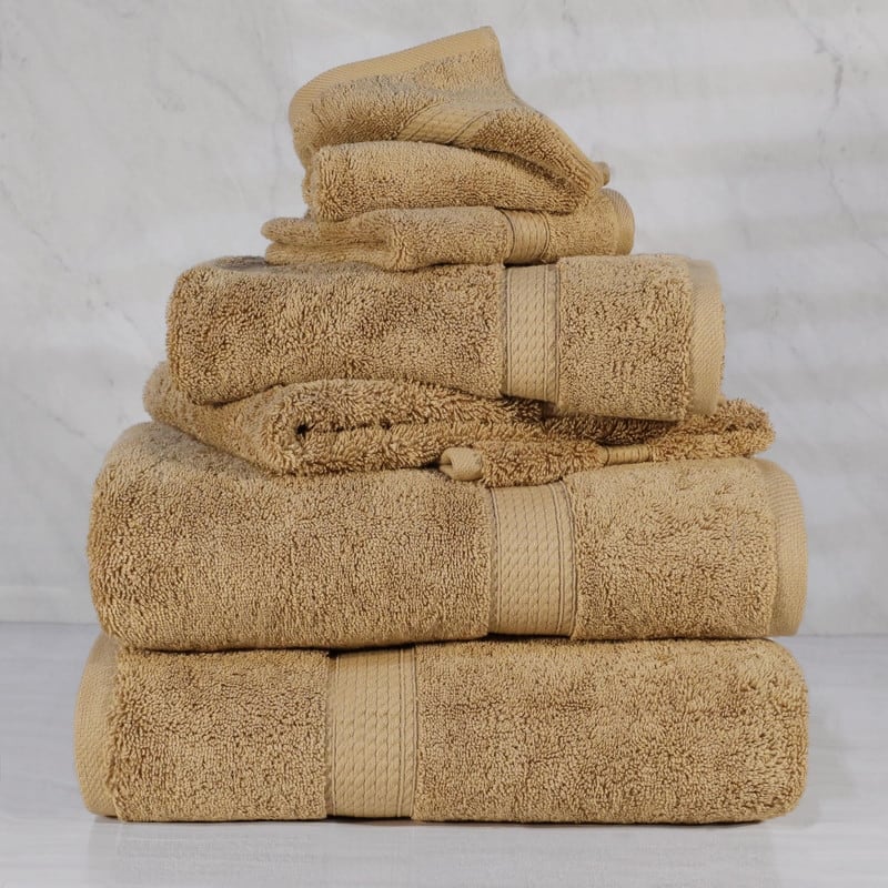 Superior Egyptian Cotton Pile Heavyweight 6-Piece Towel Set - 6-Piece Set - Toast