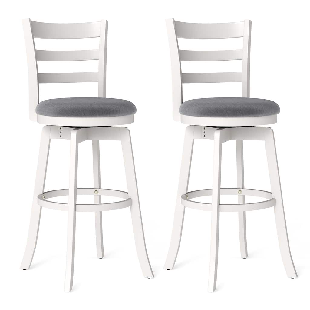 Gymax 30.5'' Swivel Barstools Set of 2 w/Backrest & Upholstered Seat