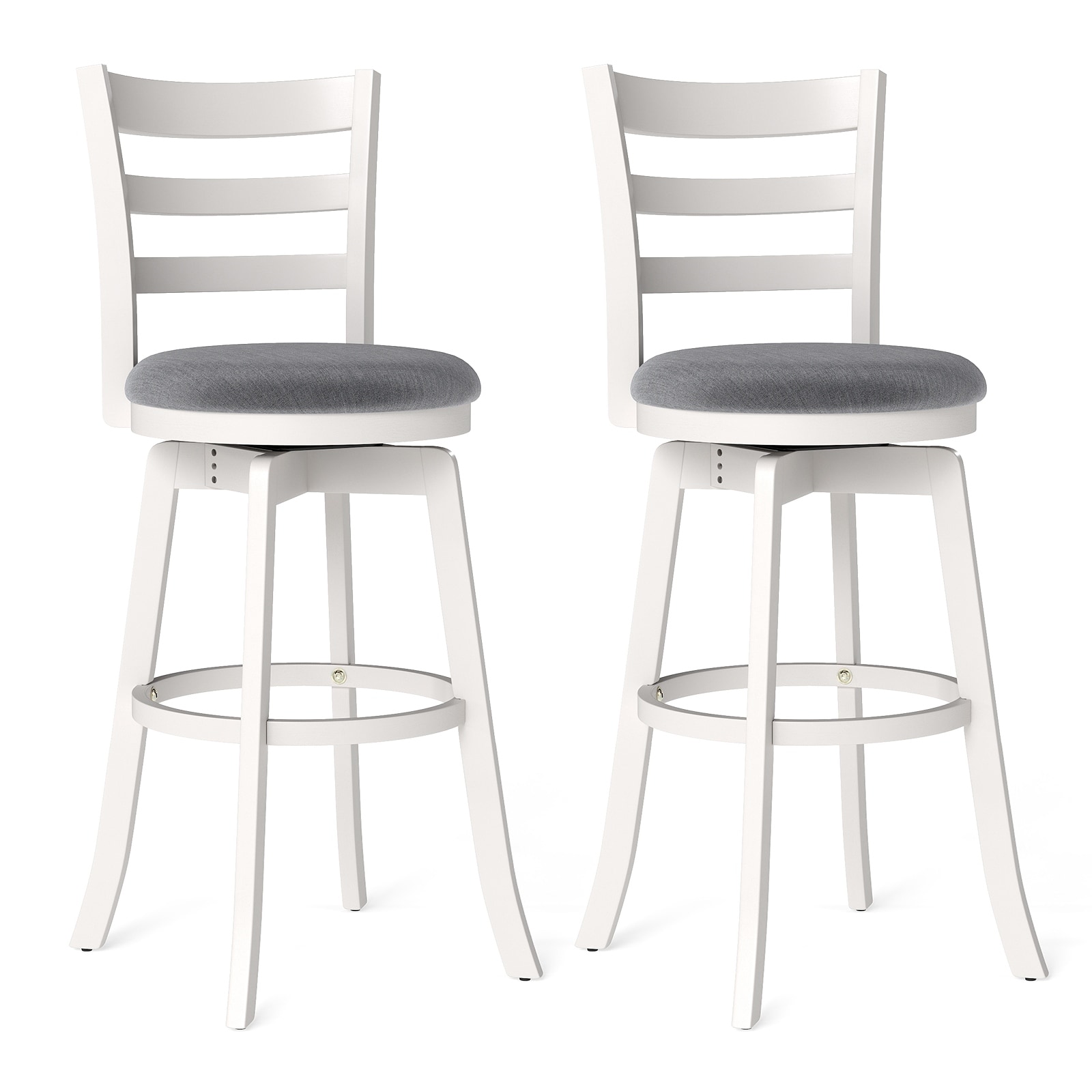 Gymax 30.5'' Swivel Barstools Set of 2 w/Backrest & Upholstered Seat