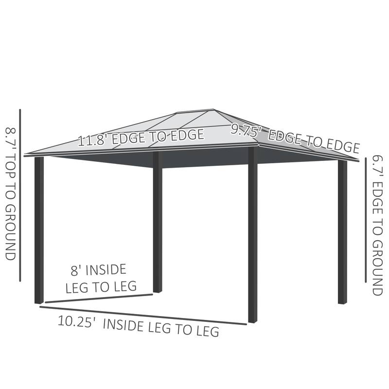 10' x 12' Hardtop Gazebo Canopy with Polycarbonate Roof