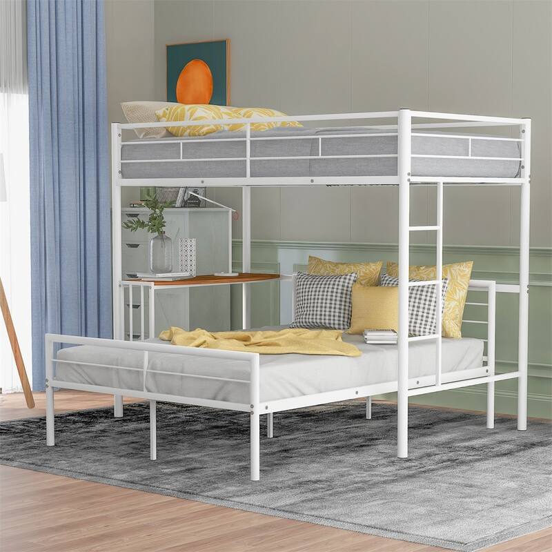Merax Twin Over Full Metal Bunk Bed with Desk