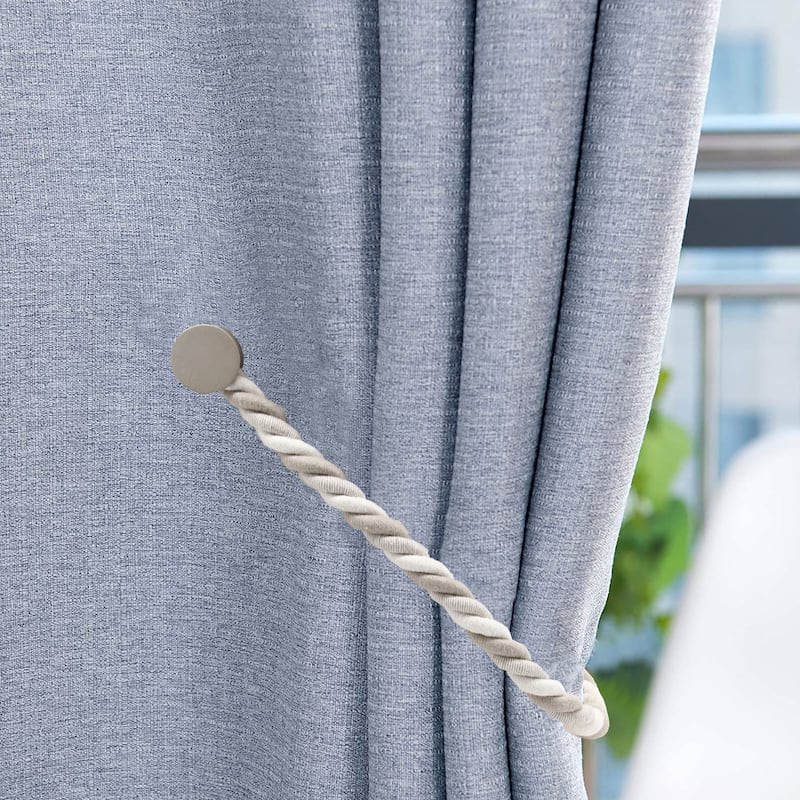 Set of 2 Magnetic Braided Cord Curtain Tiebacks Savoia Cotton Woven ...
