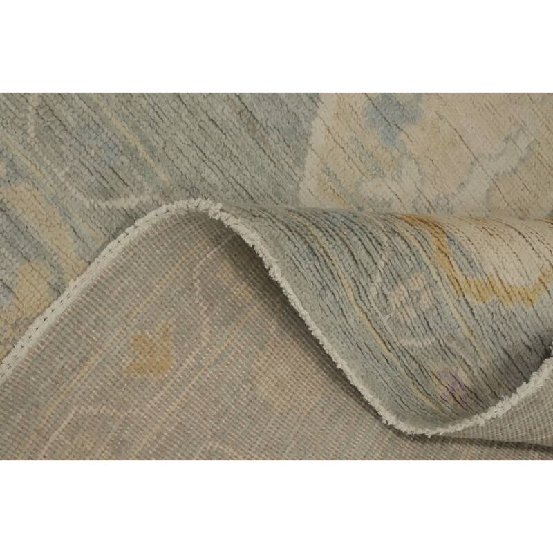 All-Over Gray Floral Oushak Vegetable Dye Area Rug, Floral geometric Carpet - 9' 11'' X 8' 3''