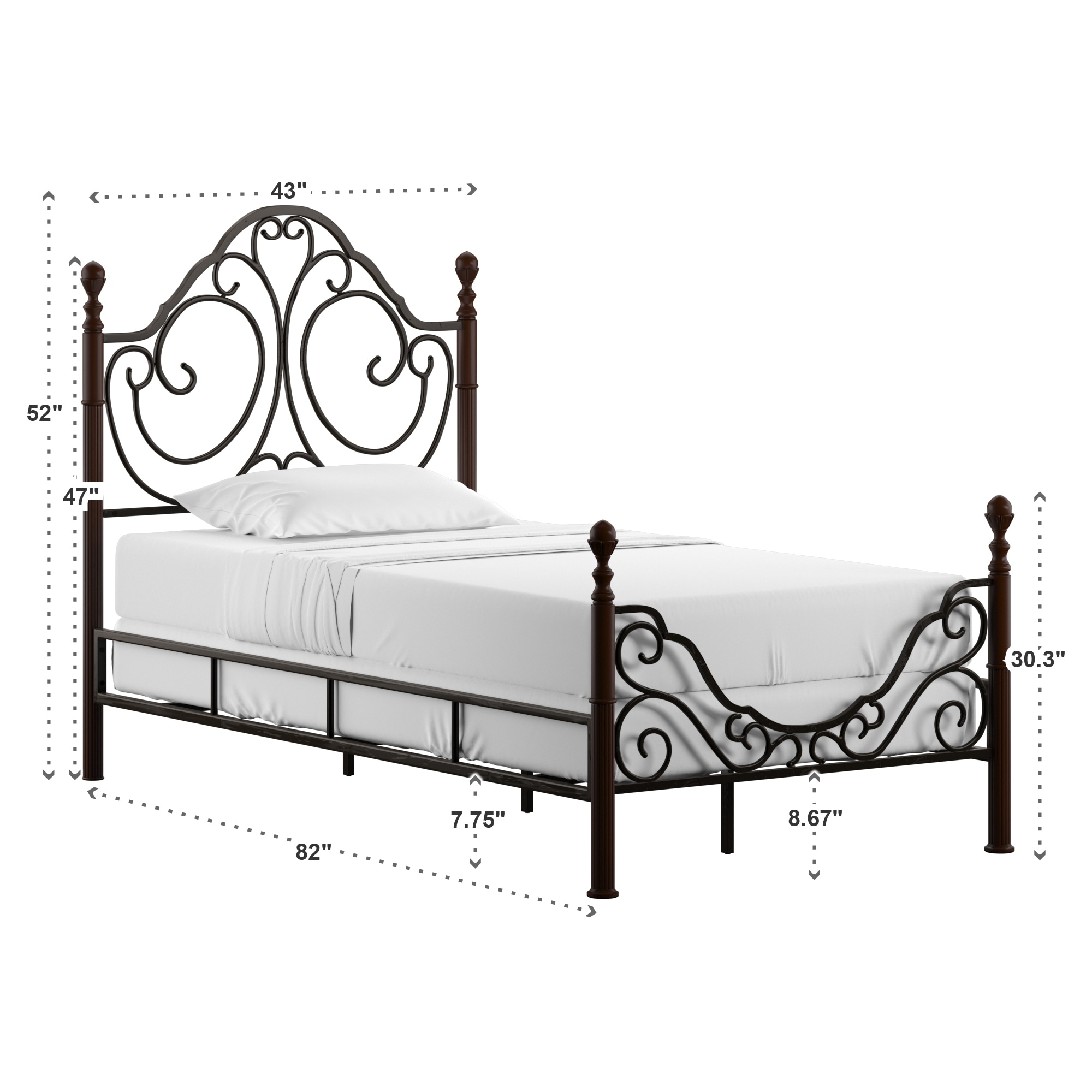 Leann graceful scroll bronze iron deals bed by inspire q classic