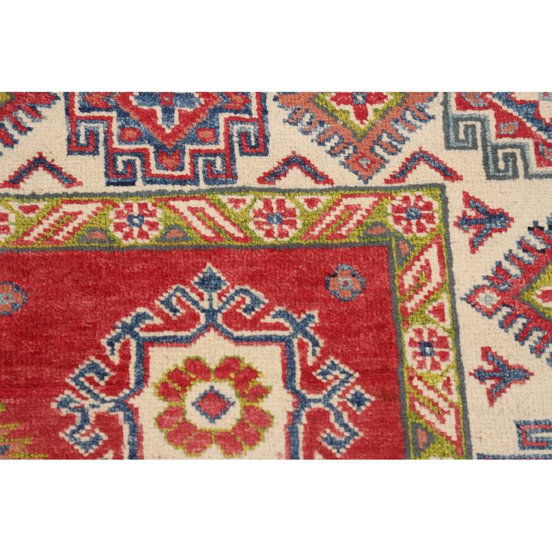 Kazak Oriental Area Rug Handmade Red Wool Carpet - 5'0" x 6'7"