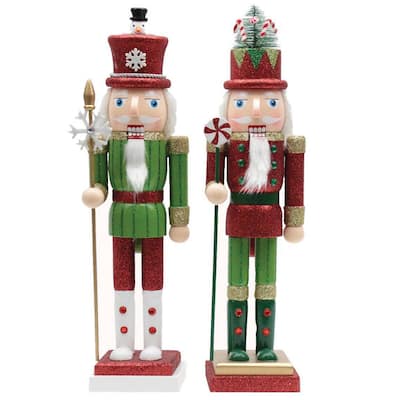 15 inch Christmas Surprise Nutcracker, Set of 2 - red