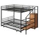preview thumbnail 6 of 26, Twin Over Full Size Bunk Bed with Trundle and Bulit-in Wardrobe, Metal Bunk Bedframe with Lateral Storage Ladder & Wire Shelving