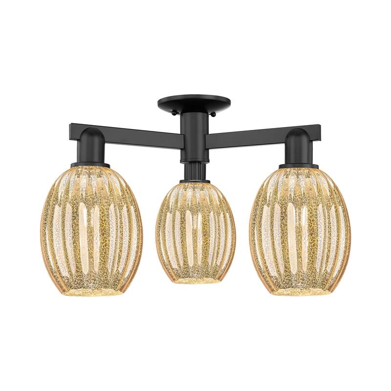 Innovations Lighting 716-3F-13-24 Preston Semi-Flush Preston 3 Light - Matte Black / Mercury