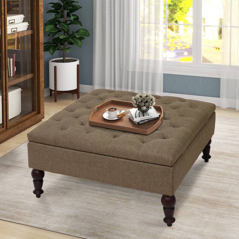 Maypex 35-inch Traditional Tufted Square Storage Ottoman