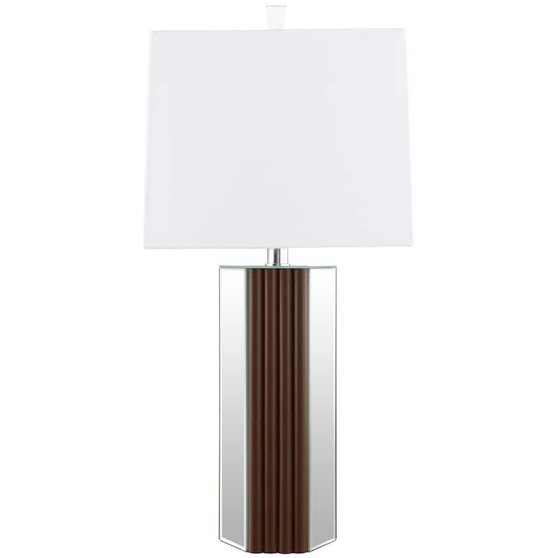 Elena 30-Inch Square Tapered Mirrored Table Lamp Brown