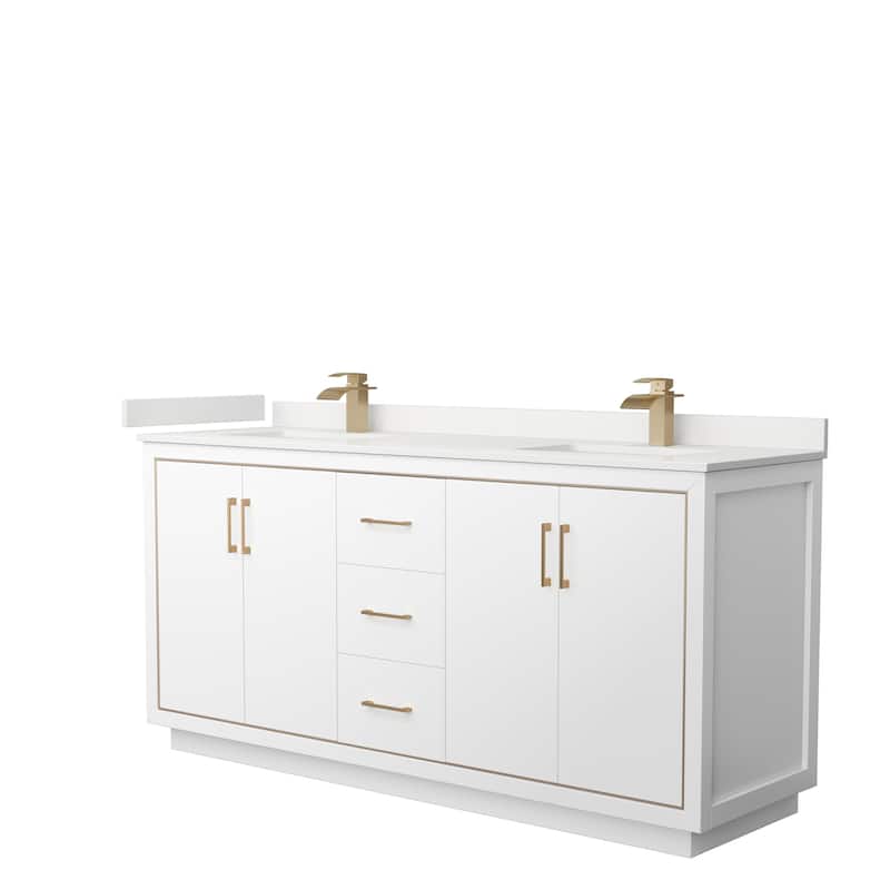 Icon 72-inch Double Vanity, Quartz Top - White, Bronze Trim, White Quartz Top
