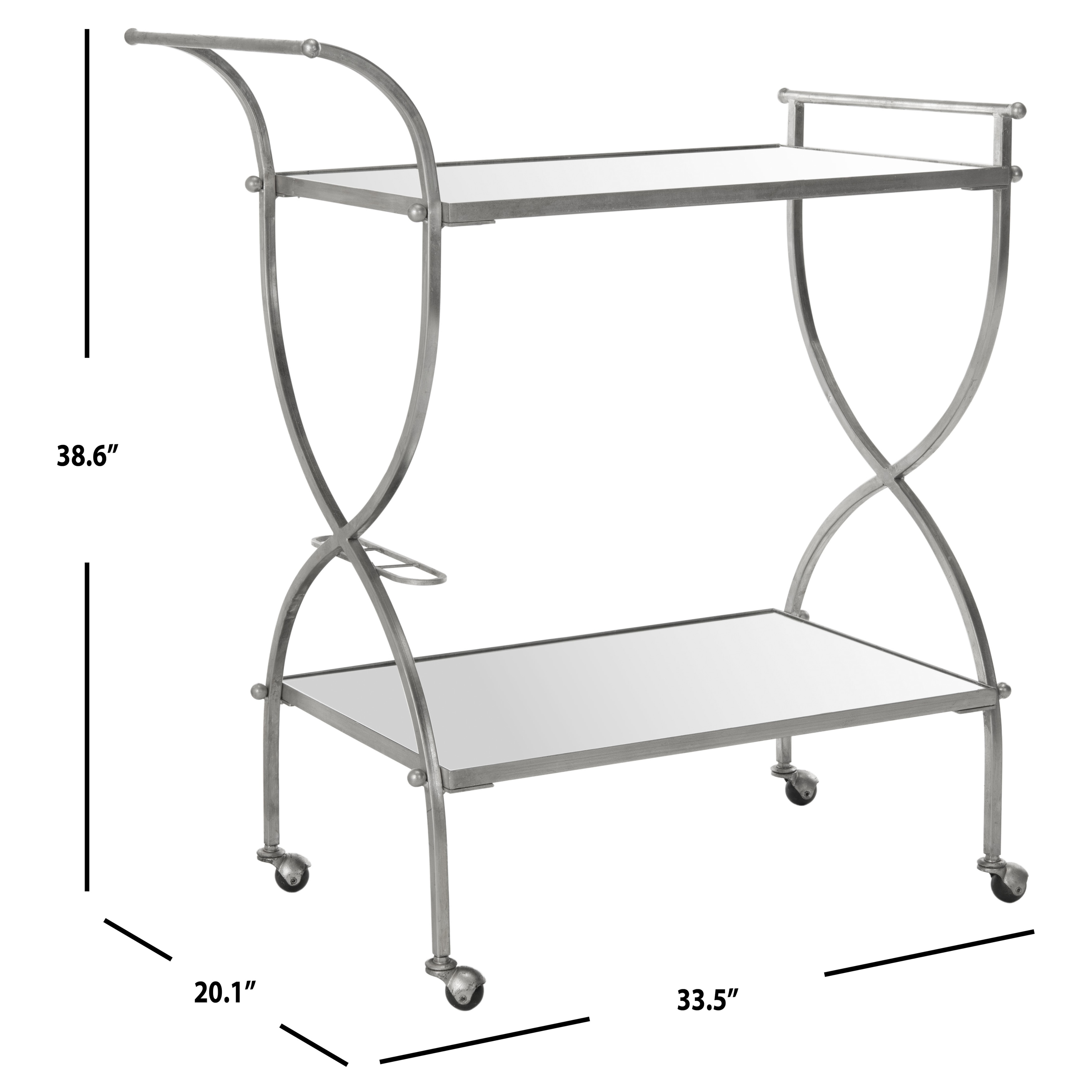 Safavieh Gold Metal Base with Mirror Top Kitchen Cart (33.5-in x 20.1-in x 38.6-in)