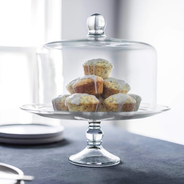 Libbey Selene Glass Cake Stand with Dome - Set of 2
