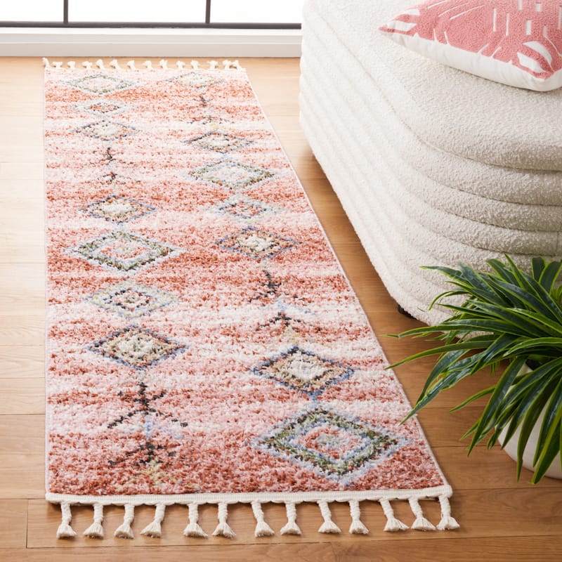 SAFAVIEH Chapel Charrie Moroccan Boho Rug - 2'2" x 8' Runner - Pink/Turquoise