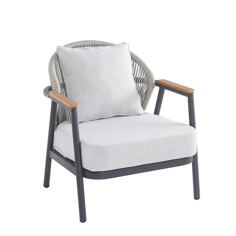 Christopher Knight Home - Orla Outdoor Rope Club Chair with Textured Taupe Cushion