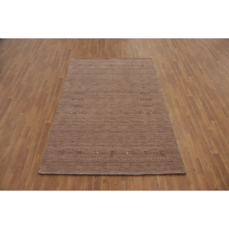 Hand Knotted Oriental 100% Wool Carpet Tribal Animal Pictorial Brown Gabbeh Area Rug - 7' 9'' X 5' 0''
