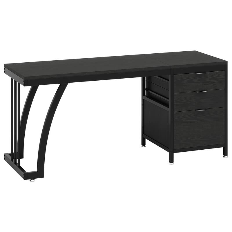 Computer Desk with 3 Drawers, 59" PC Desk Study Writing Table Workstation, Reversible File Storage for Home Office