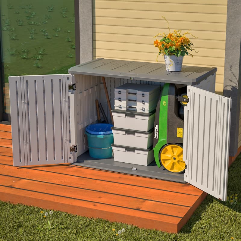 GDFStudio - Hayes Large Horizontal Lockable Outdoor Storage Shed with Removable Shelf