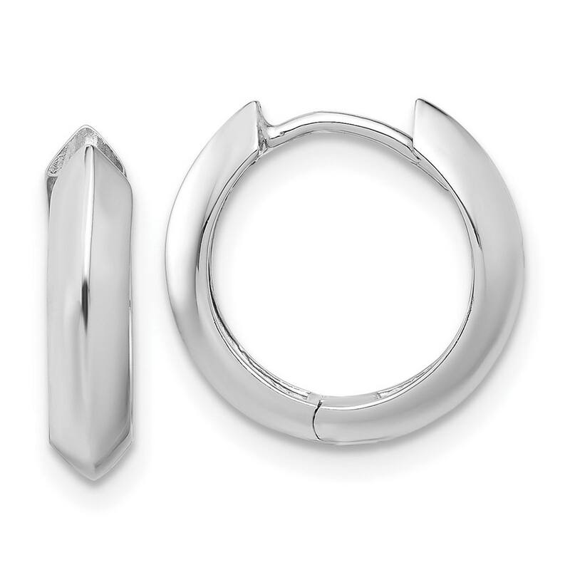 Curata 10k Yellow or White Gold Italian Knife-edged 15x6mm Hinged Hoop Earrings